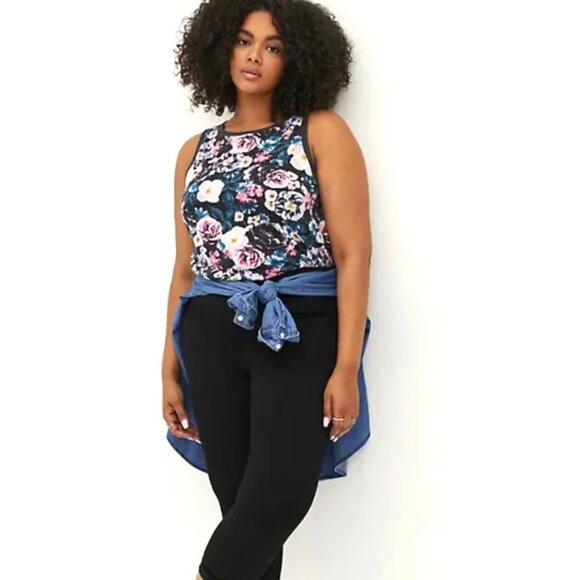 Torrid Vintage Tank - Triblend Jersey Multi Floral Black 4X - Picture 1 of 16
